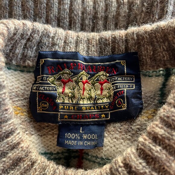 Wool Plaid Vintage Ralph Lauren Sweater | Size L - Picture 14 of 14